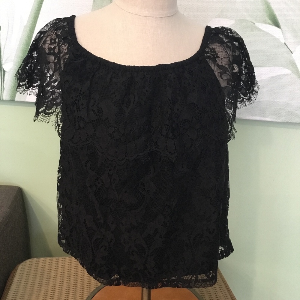 Hollister Black Lace Top Size M